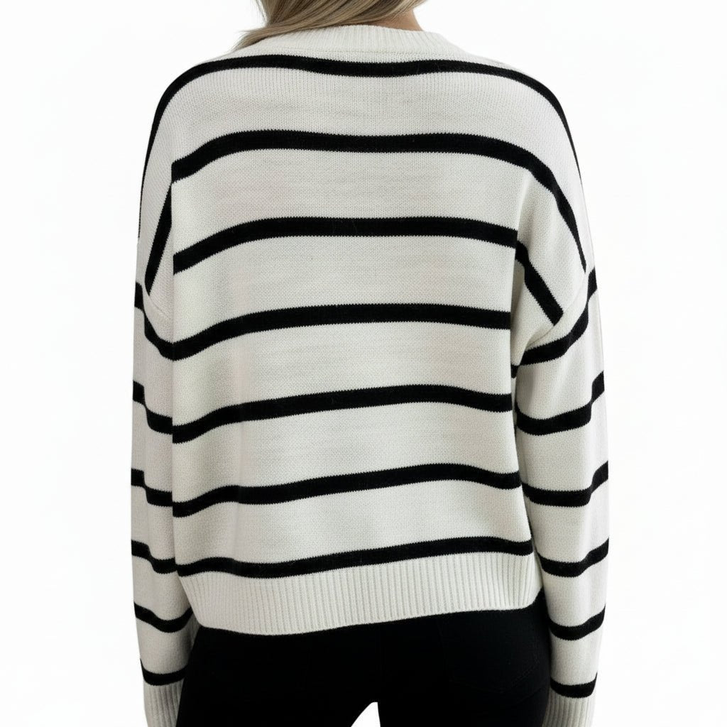 Damen Pullover – Sweater mit Rundhalsausschnitt und langen Ärmeln - L'atelier D'or