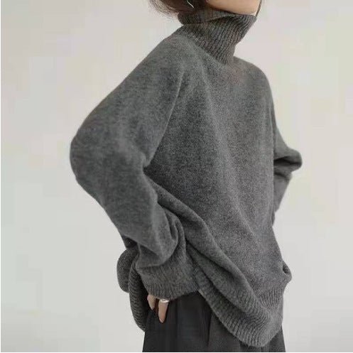High - neck Women's Loose Versatile Knit Pullover Sweater - L'atelier D'or