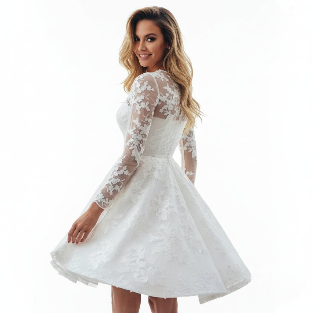 Vintage Brautkleid mit Spitze – Elegantes weißes Hochzeitskleid für Damen - L'atelier D'or