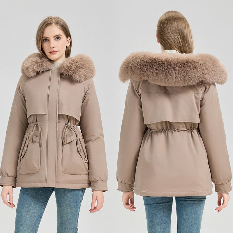 Waist Trimming Short Hooded New Big Fur Collar Coat Women's Clothing - L'atelier D'or