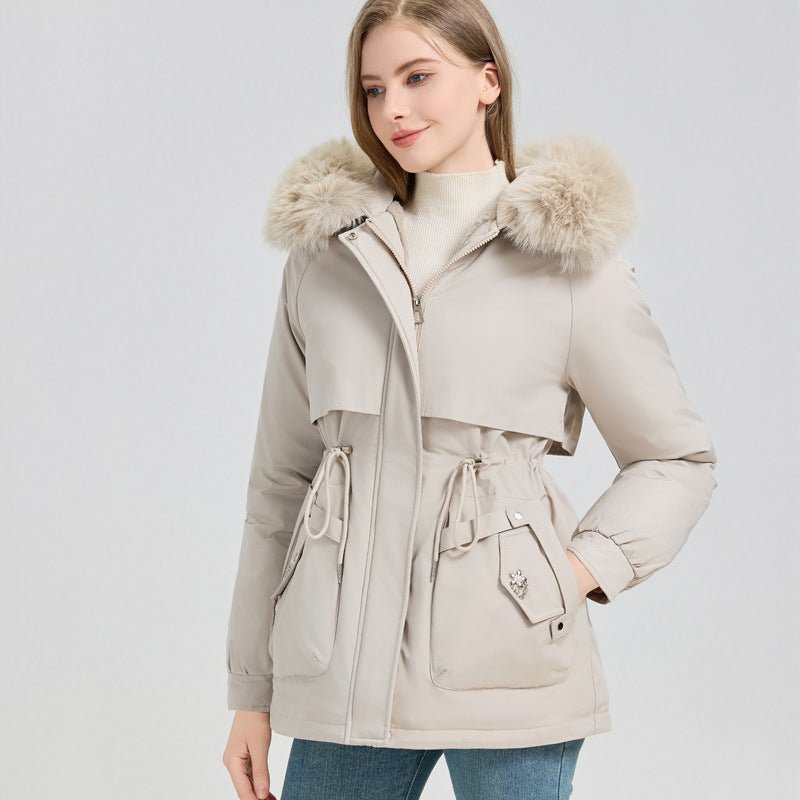 Waist Trimming Short Hooded New Big Fur Collar Coat Women's Clothing - L'atelier D'or