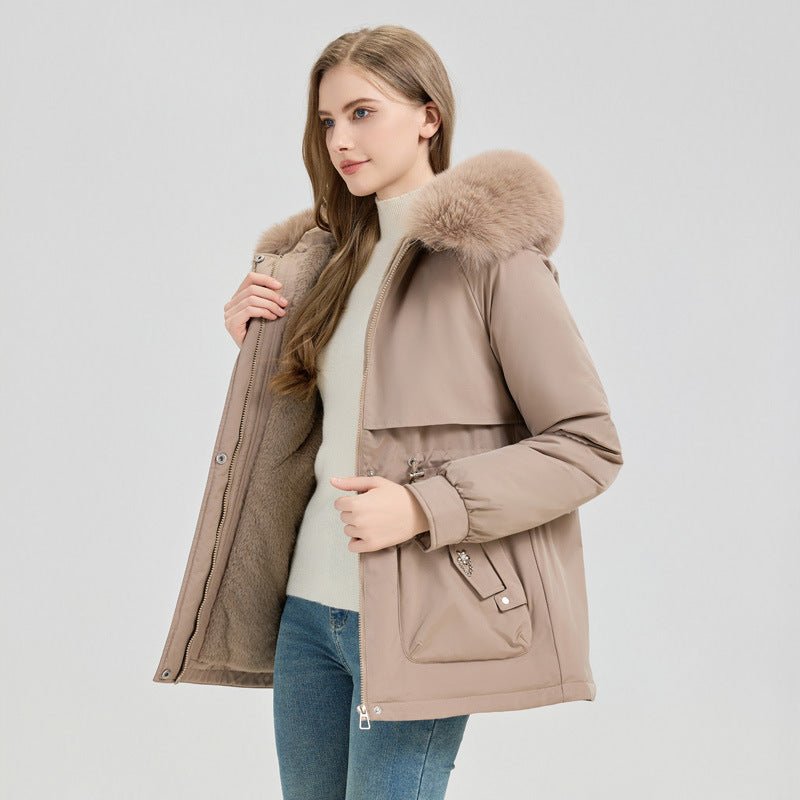 Waist Trimming Short Hooded New Big Fur Collar Coat Women's Clothing - L'atelier D'or