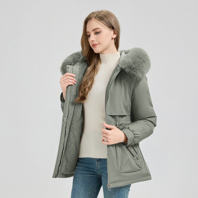 Waist Trimming Short Hooded New Big Fur Collar Coat Women's Clothing - L'atelier D'or