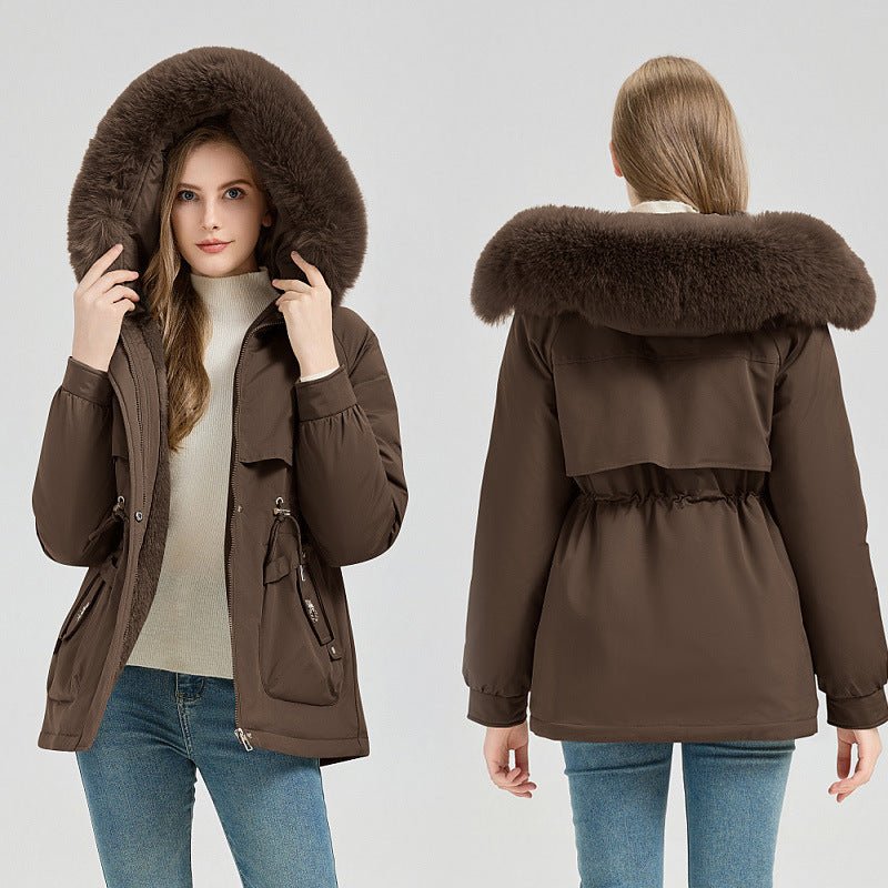 Waist Trimming Short Hooded New Big Fur Collar Coat Women's Clothing - L'atelier D'or
