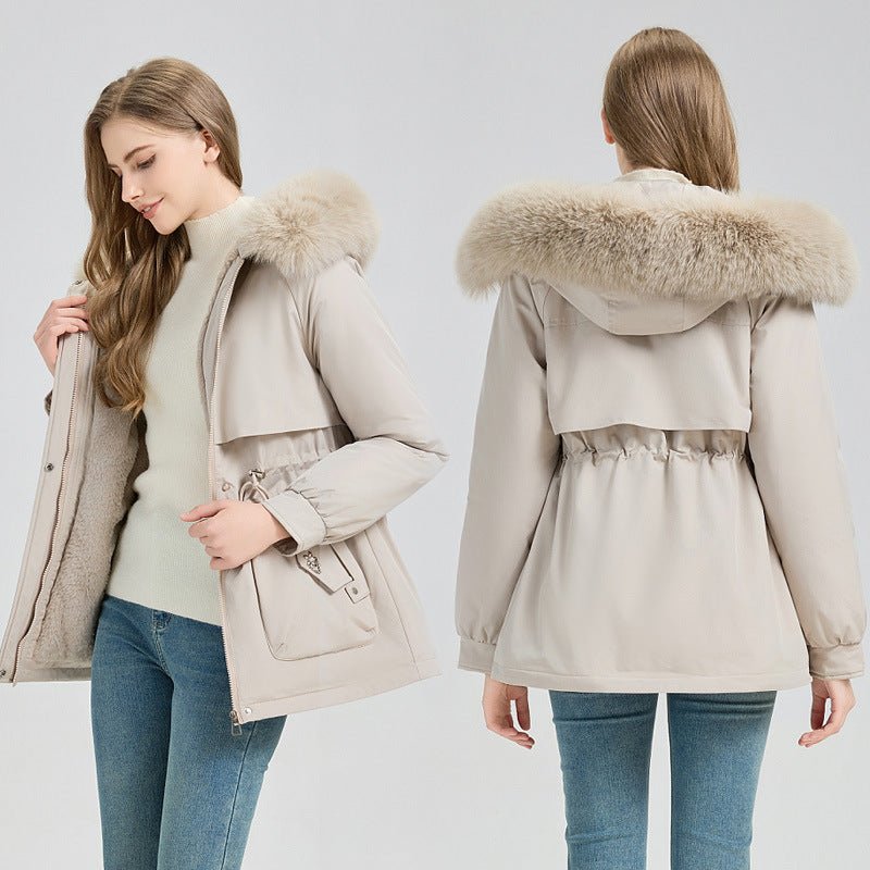 Waist Trimming Short Hooded New Big Fur Collar Coat Women's Clothing - L'atelier D'or